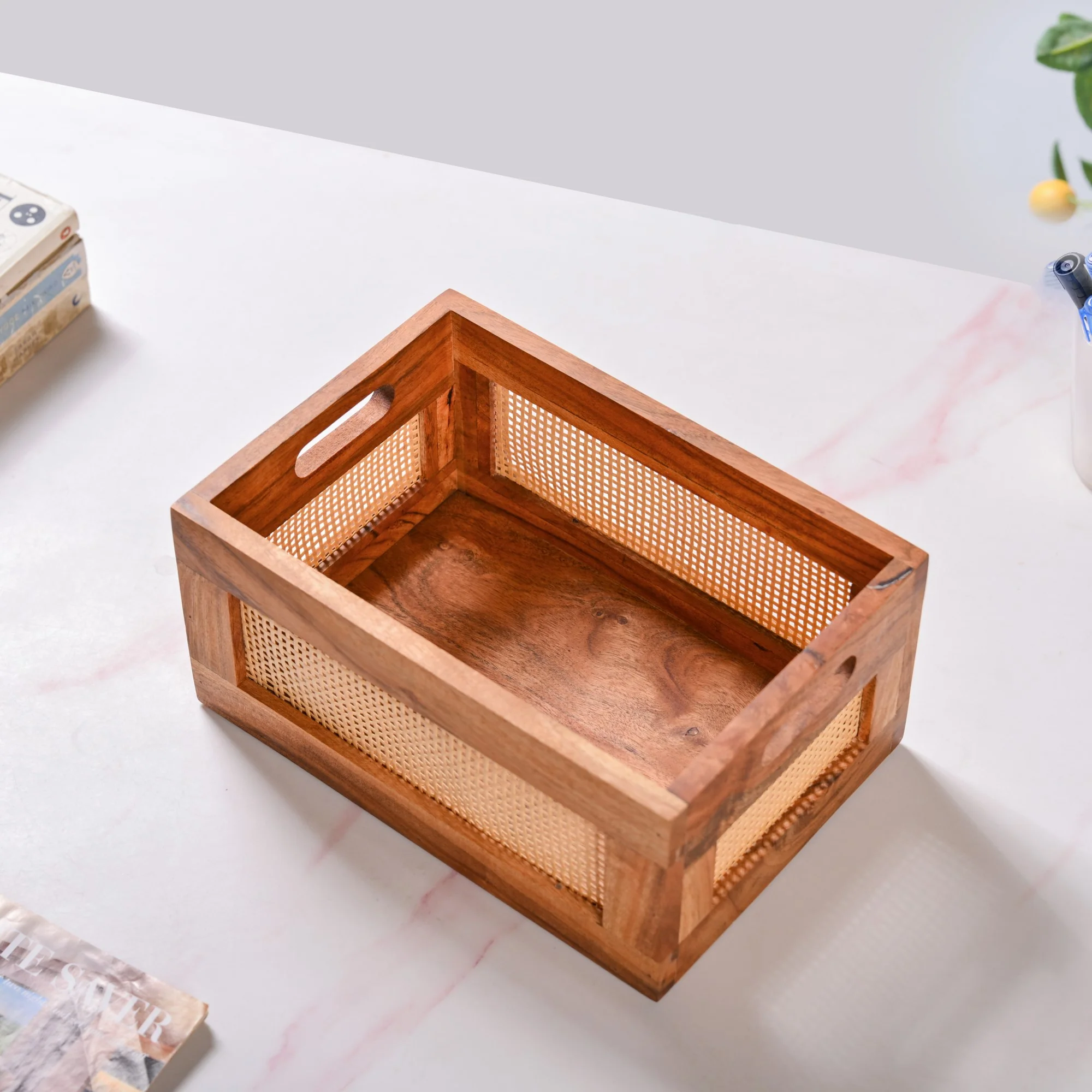 Organic Rattan Wooden Basket Crate - Image 6