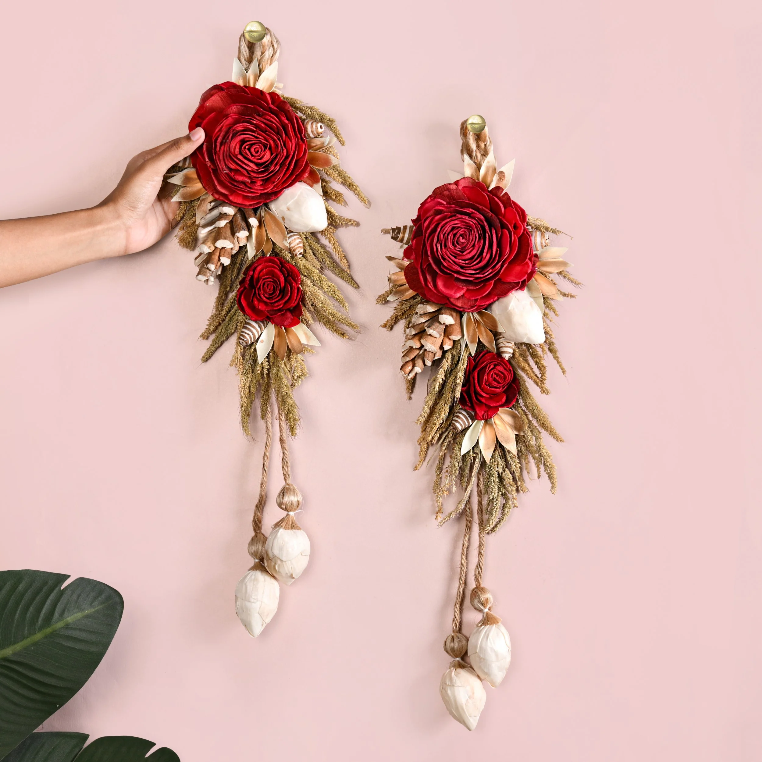 Organic Rose Festive Wall Decor Set Of 2 - Image 2