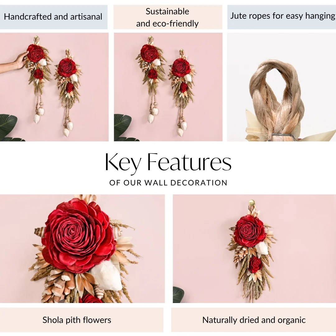 Organic Rose Festive Wall Decor Set Of 2 - Image 4