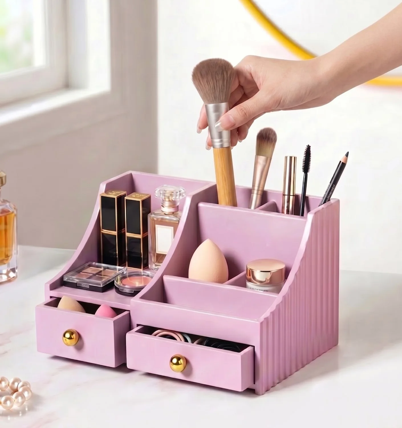 Organiser With Drawers Blush Lilac - Image 2