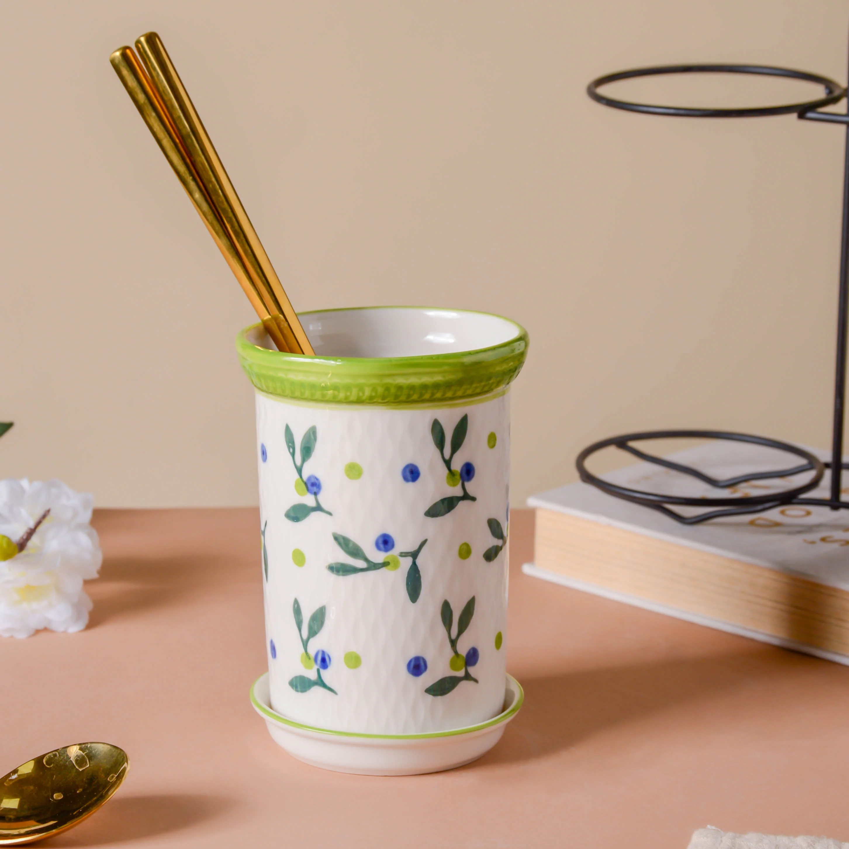 Oriental Chopstick Holder Set with Metal Stand - Image 18