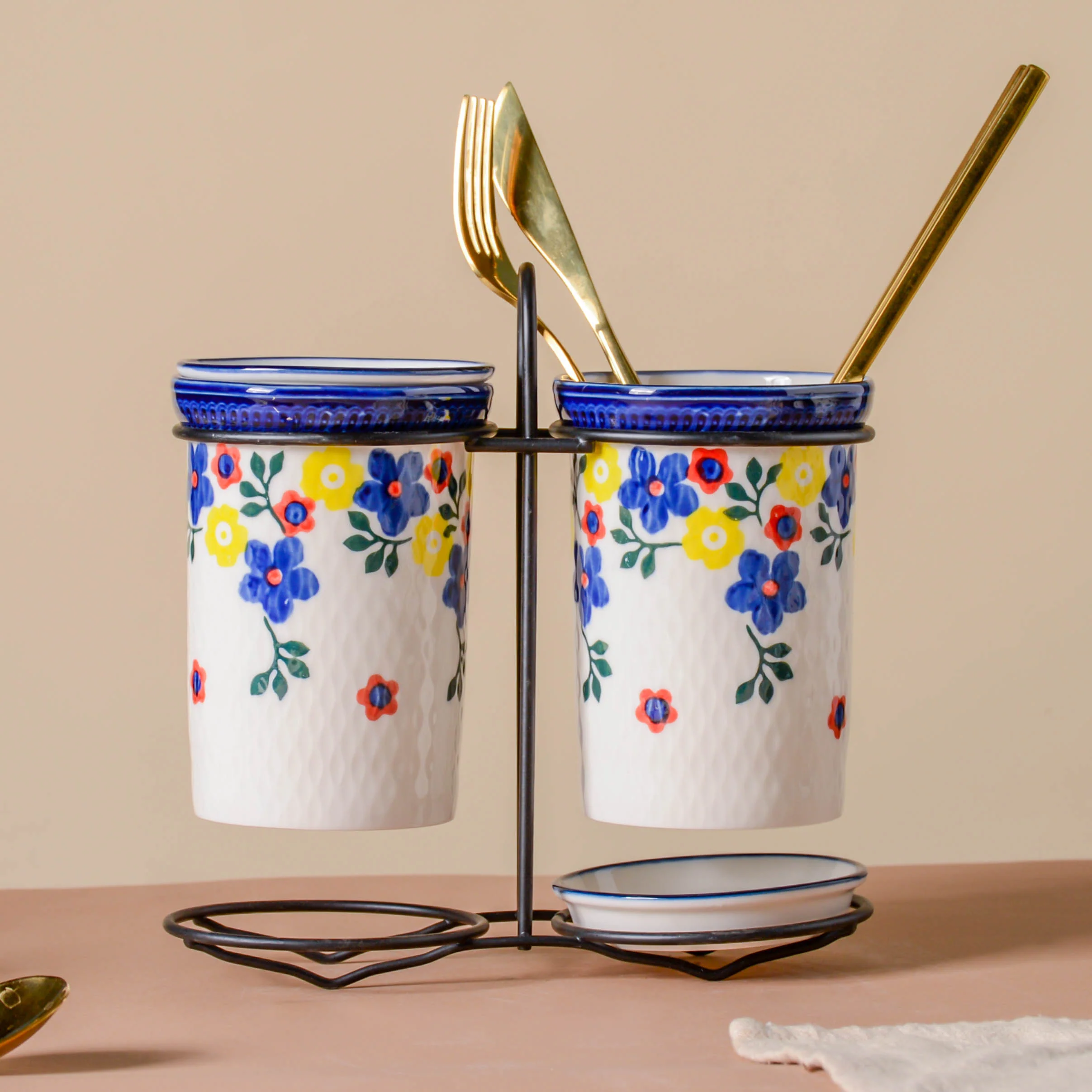 Oriental Chopstick Holder Set with Metal Stand - Image 3