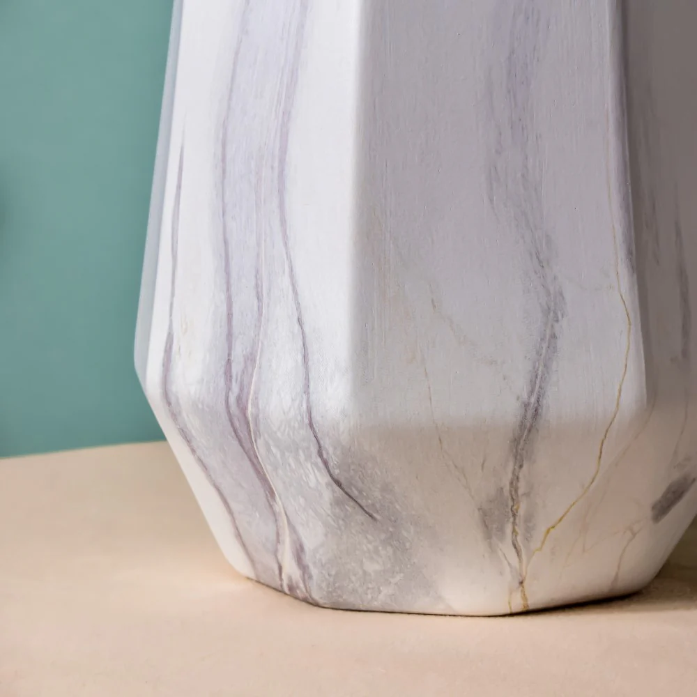 Ornate Ceramic Marble Pattern Vase White - Image 4