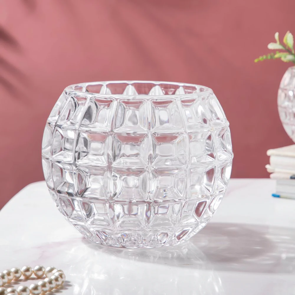 Ornate Crystal Glass Flower Vase Large