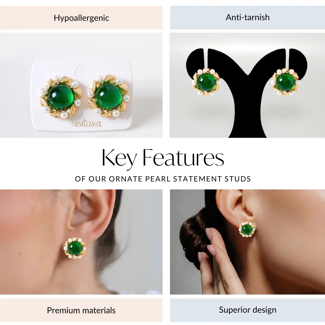 Ornate Pearl Statement Studs - Image 4