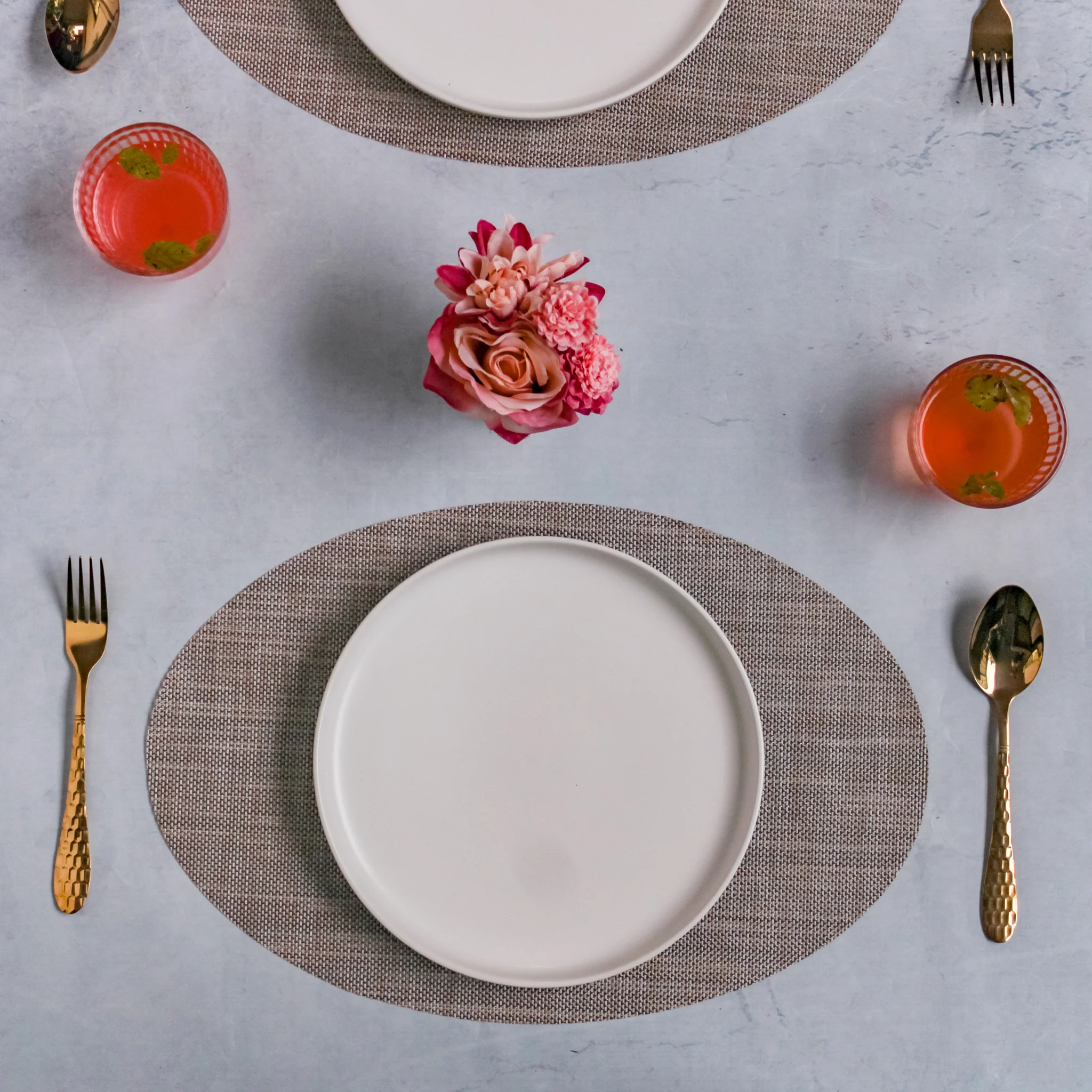 Oval Dining Table Mat Beige Set of 2 - Image 3
