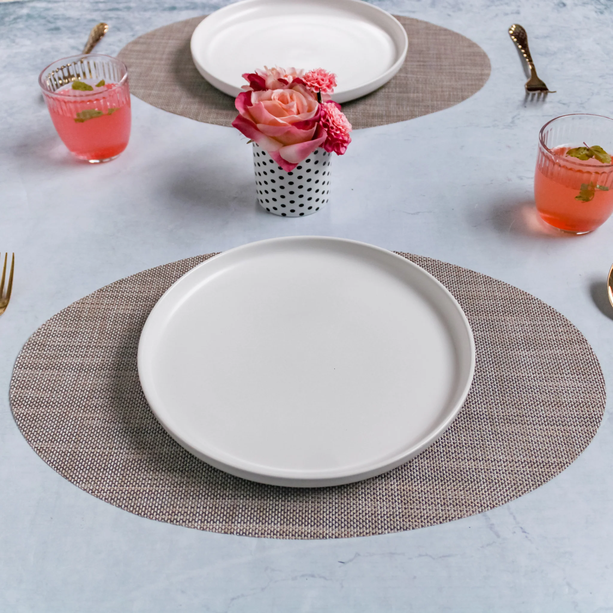 Oval Dining Table Mat Beige Set of 2 - Image 5