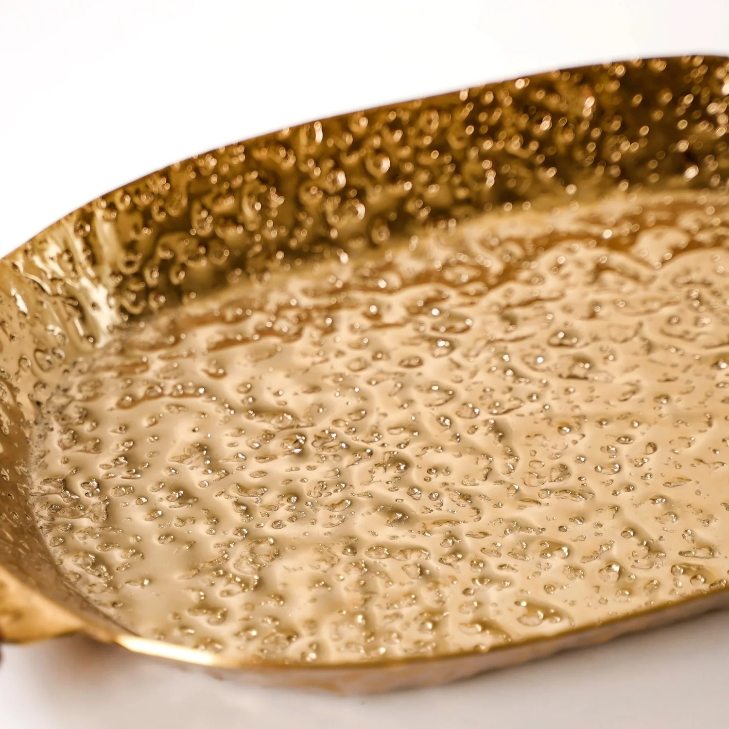 Oval Metal Tray With Wooden Handle Gold 13x8 Inch - Image 8