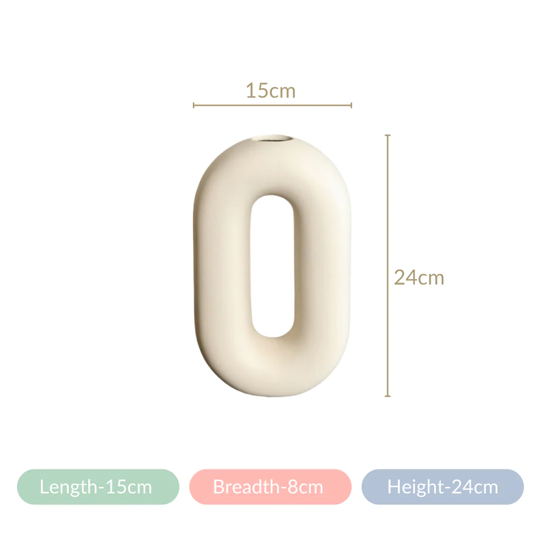 Oval Ring Vase Off White - Image 12