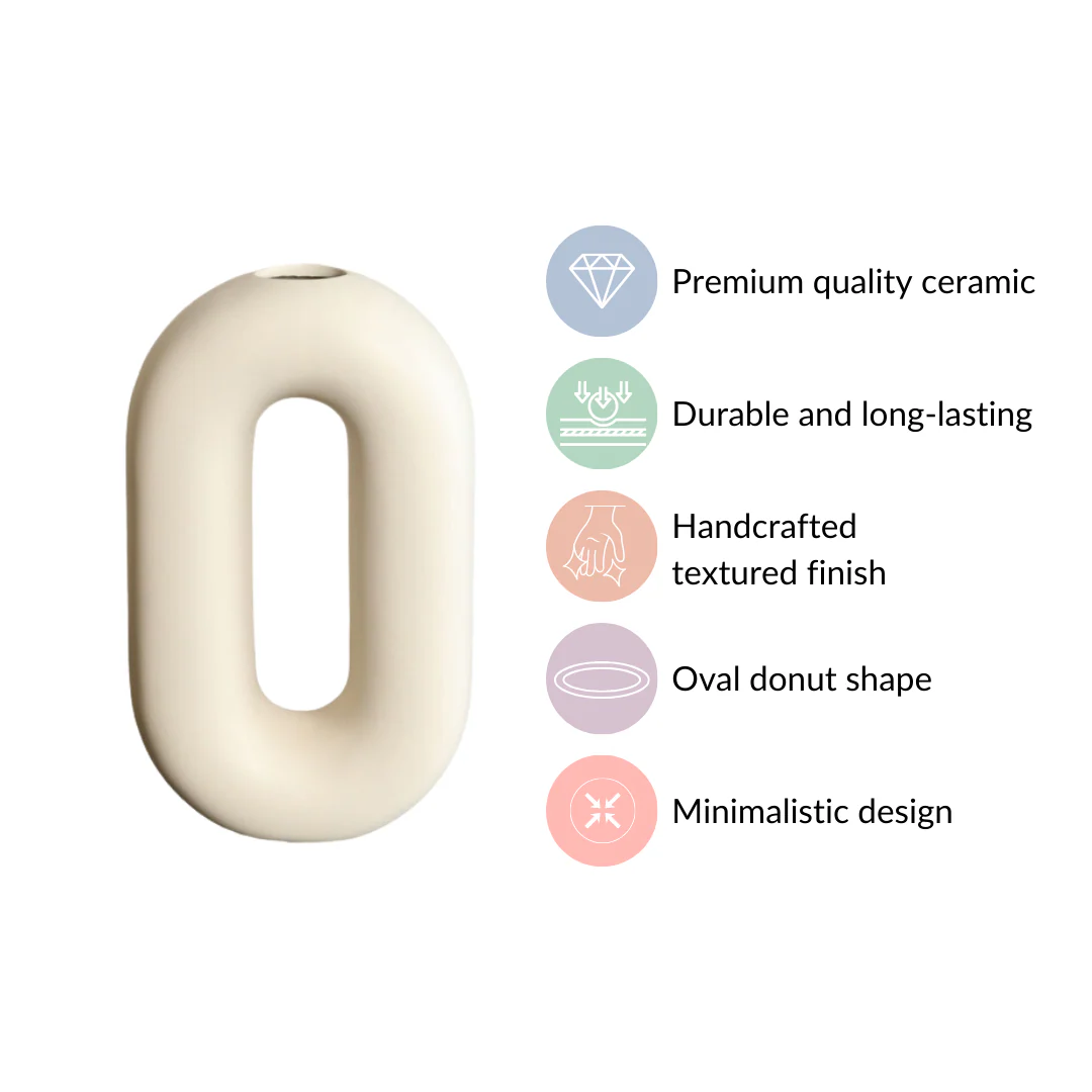 Oval Ring Vase Off White - Image 5