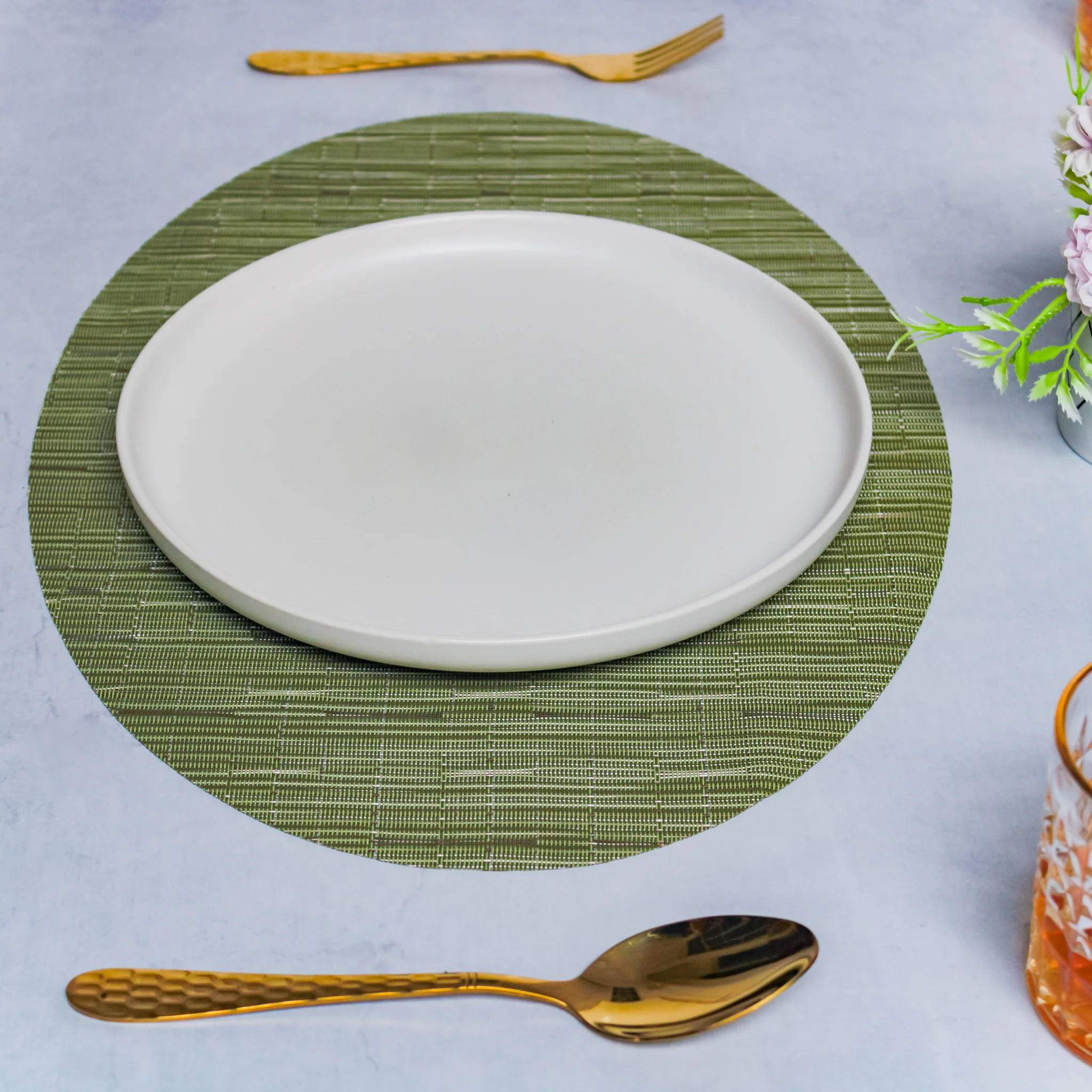 Oval Table Mat Green Set of 2 - Image 6