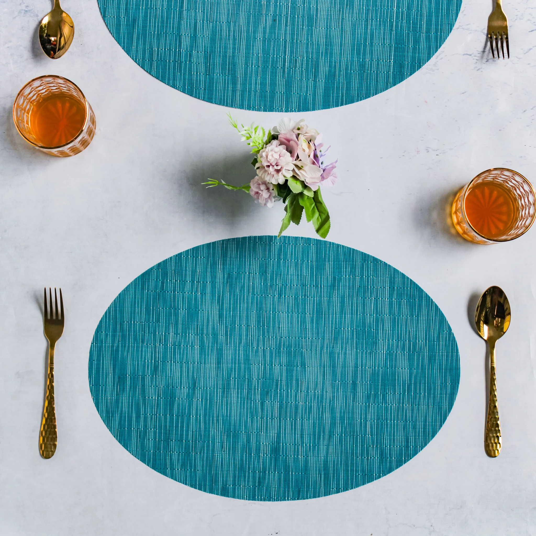 Oval Table Mat Blue Set of 2 - Image 8