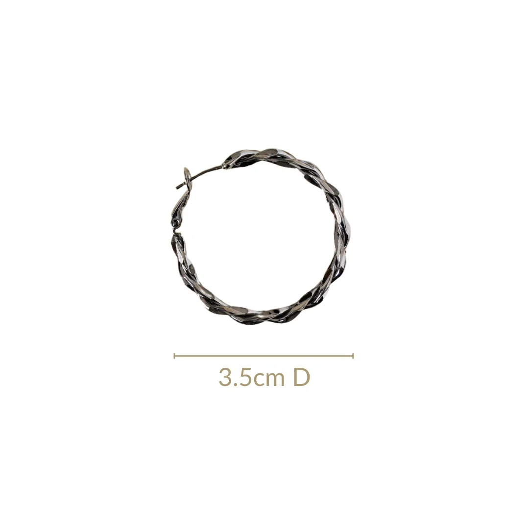 Oxidized Silver Twirled Multilayer Hoops - Image 3