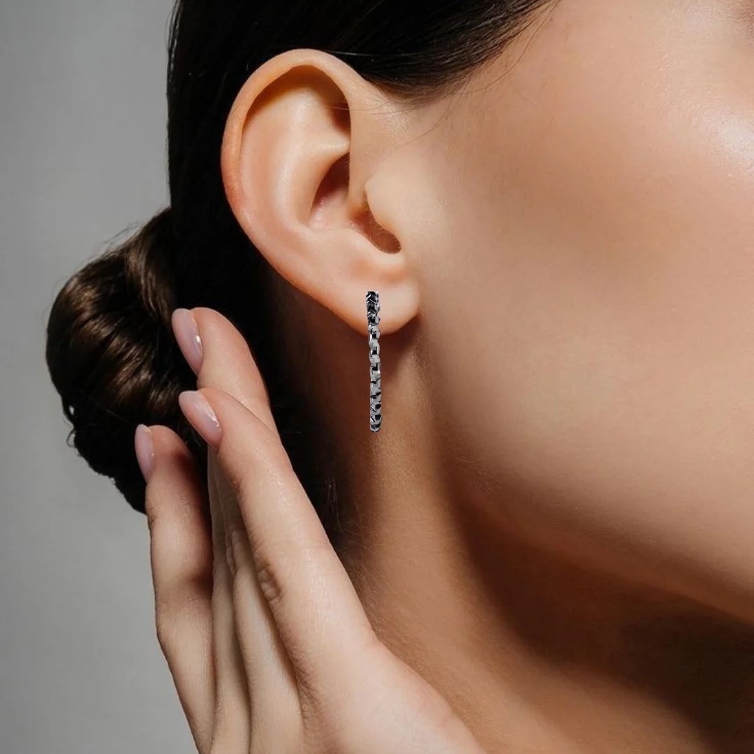 Oxidized Silver Twirled Multilayer Hoops - Image 5