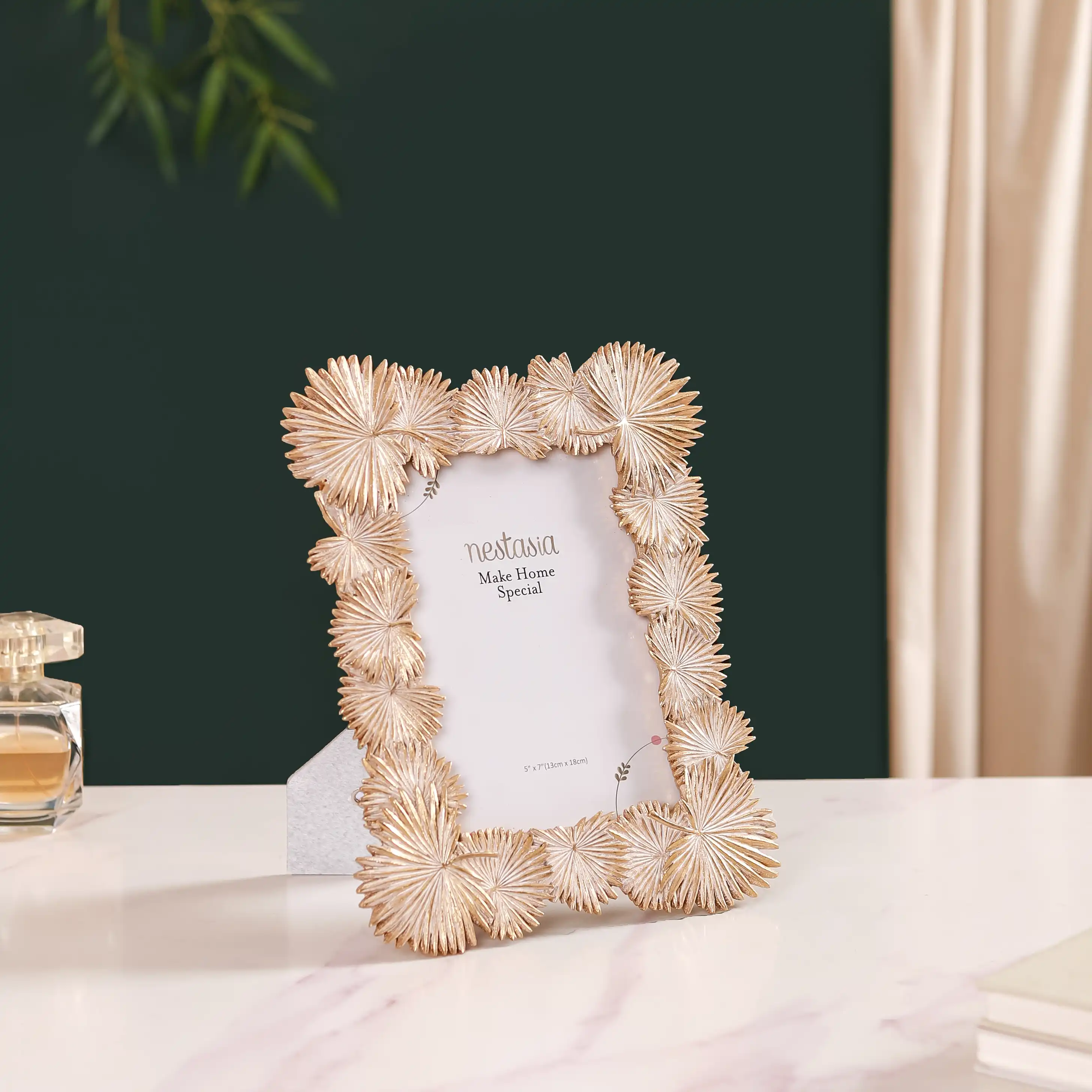 Palm Leaves Decorative Frame Gold Large 11"x8.5"