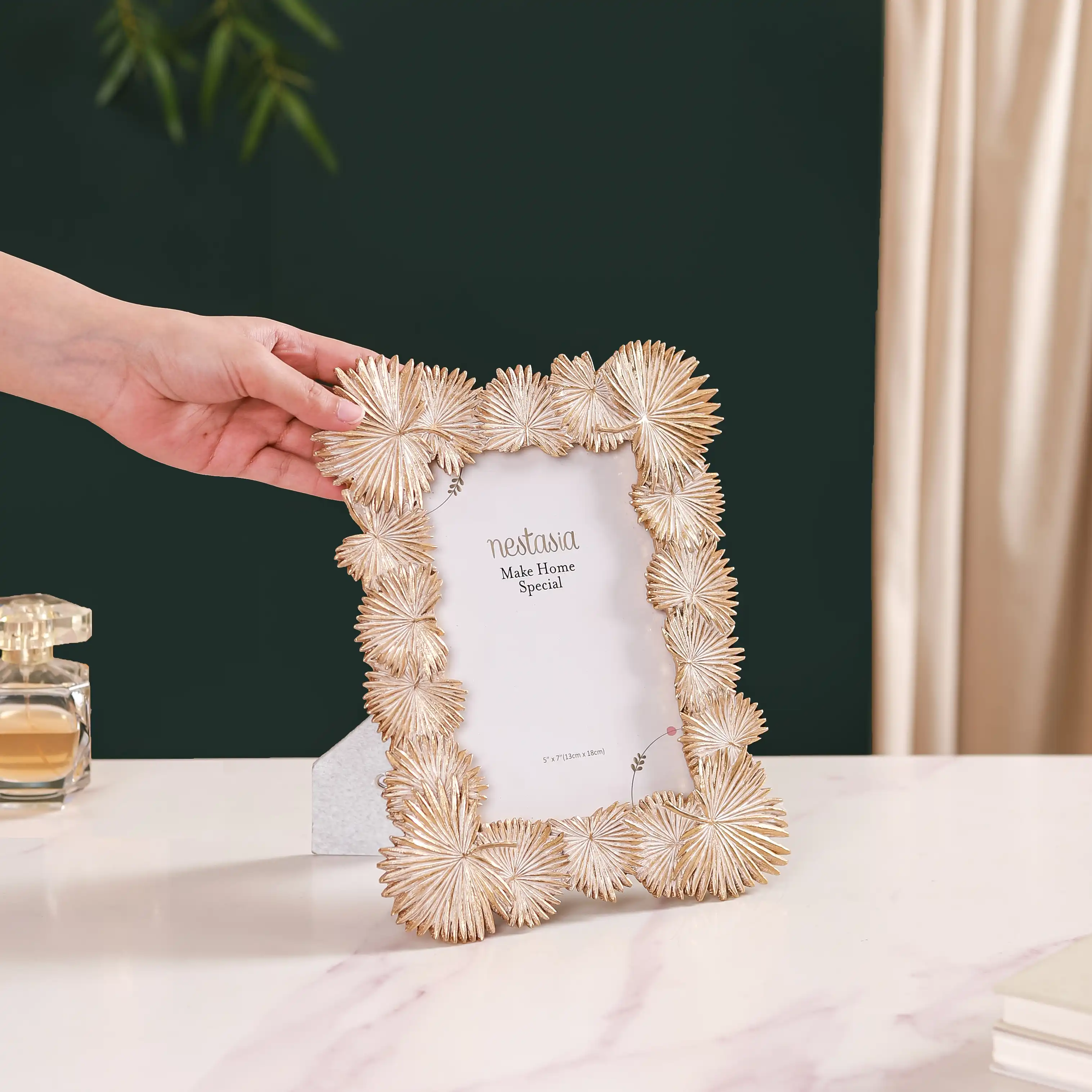Palm Leaves Decorative Frame Gold Large 11"x8.5" - Image 2