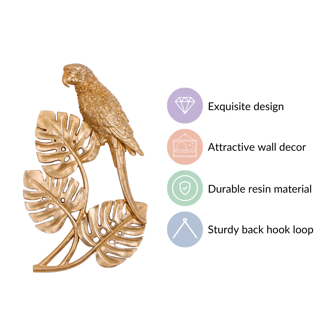 Parrot Monstera Wall Decor Gold - Image 3