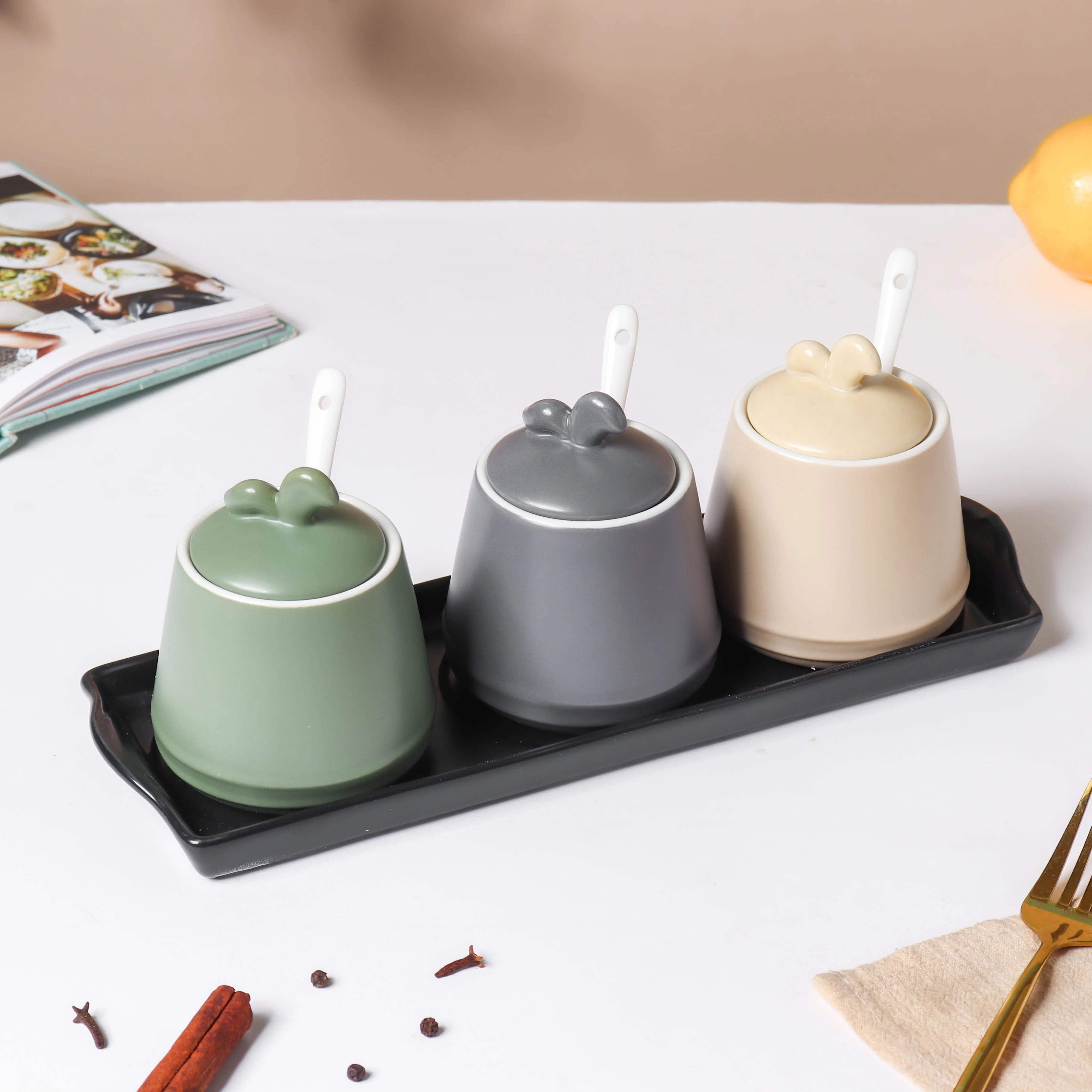 Pastel Condiments Jar Set Of 3