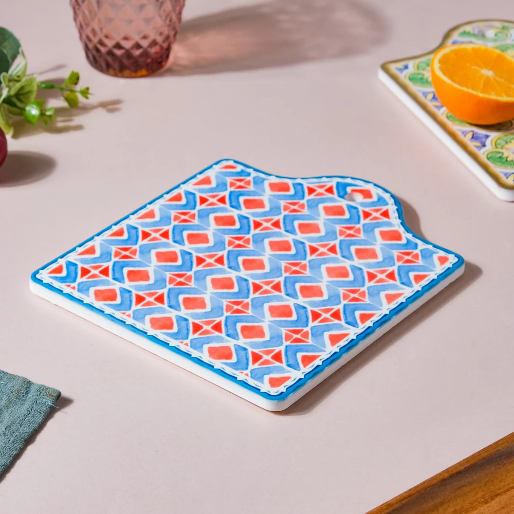 Pastel Hand Painted Pattern Ceramic Platter 7 Inch - Image 4