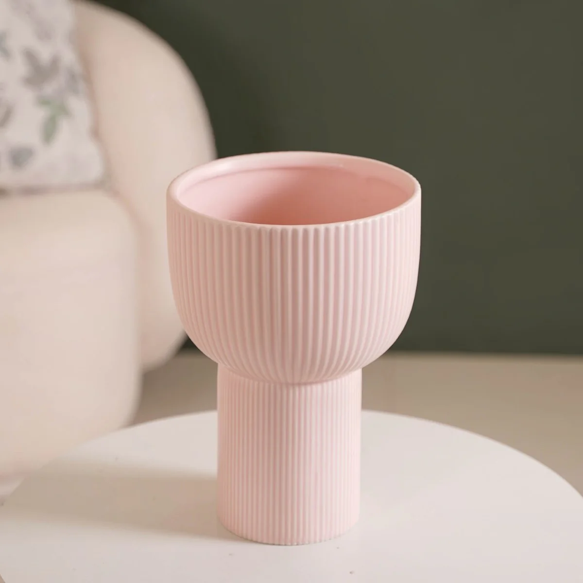 Pastel Nordic Inspired Ceramic Flower Vase Pink - Image 3