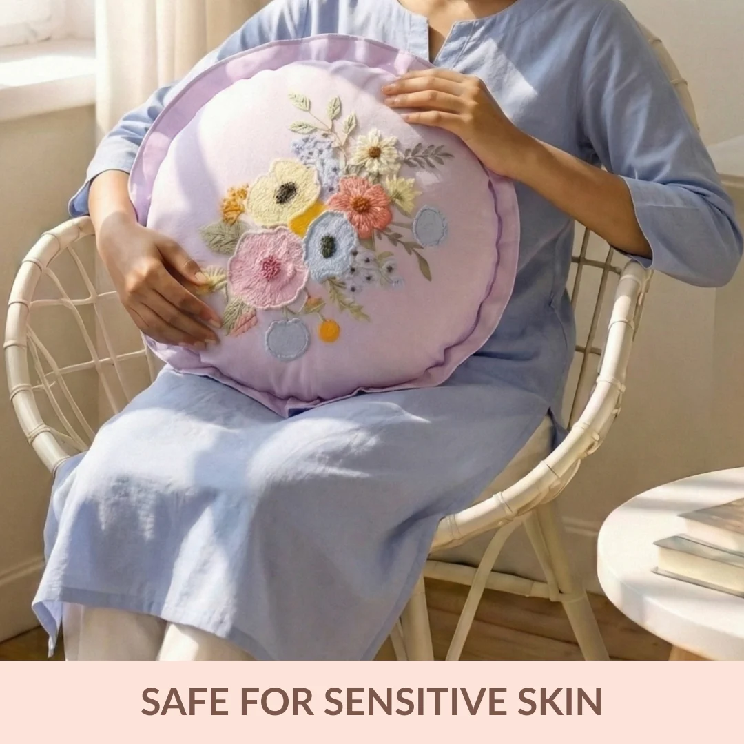 Pastel Petals Embroidered Cotton Cushion Cover 45cm - Image 2