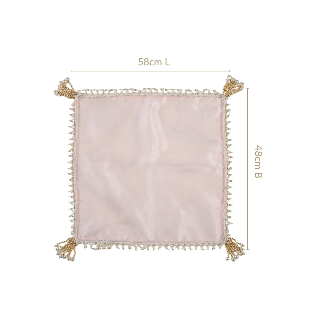Pastel Pink Tray Cover With Tassels Set Of 2 - Image 3