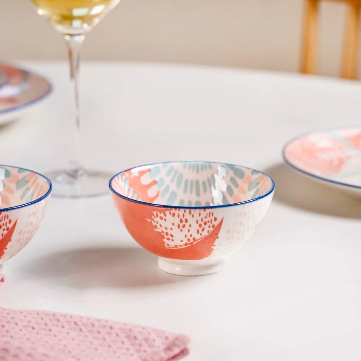 Pastel Print Ceramic Snack Bowls Set Of 4 300ml - Image 2