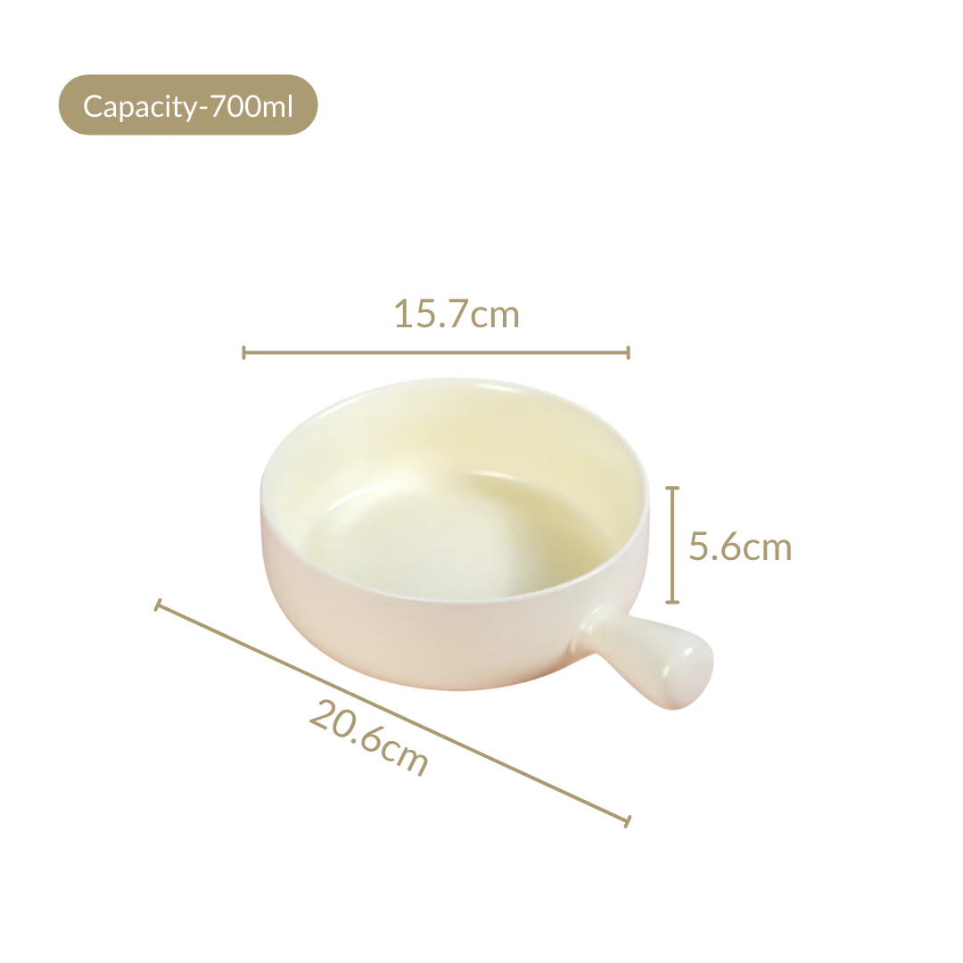 Pastel Yellow Bowl With Handle For Baking And Serving 700ml - Image 4