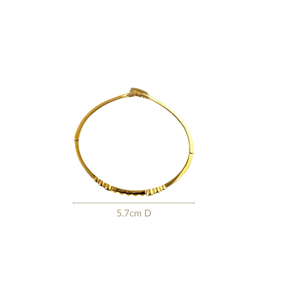 Patterned Diamond Gold Statement Bracelet - Image 3