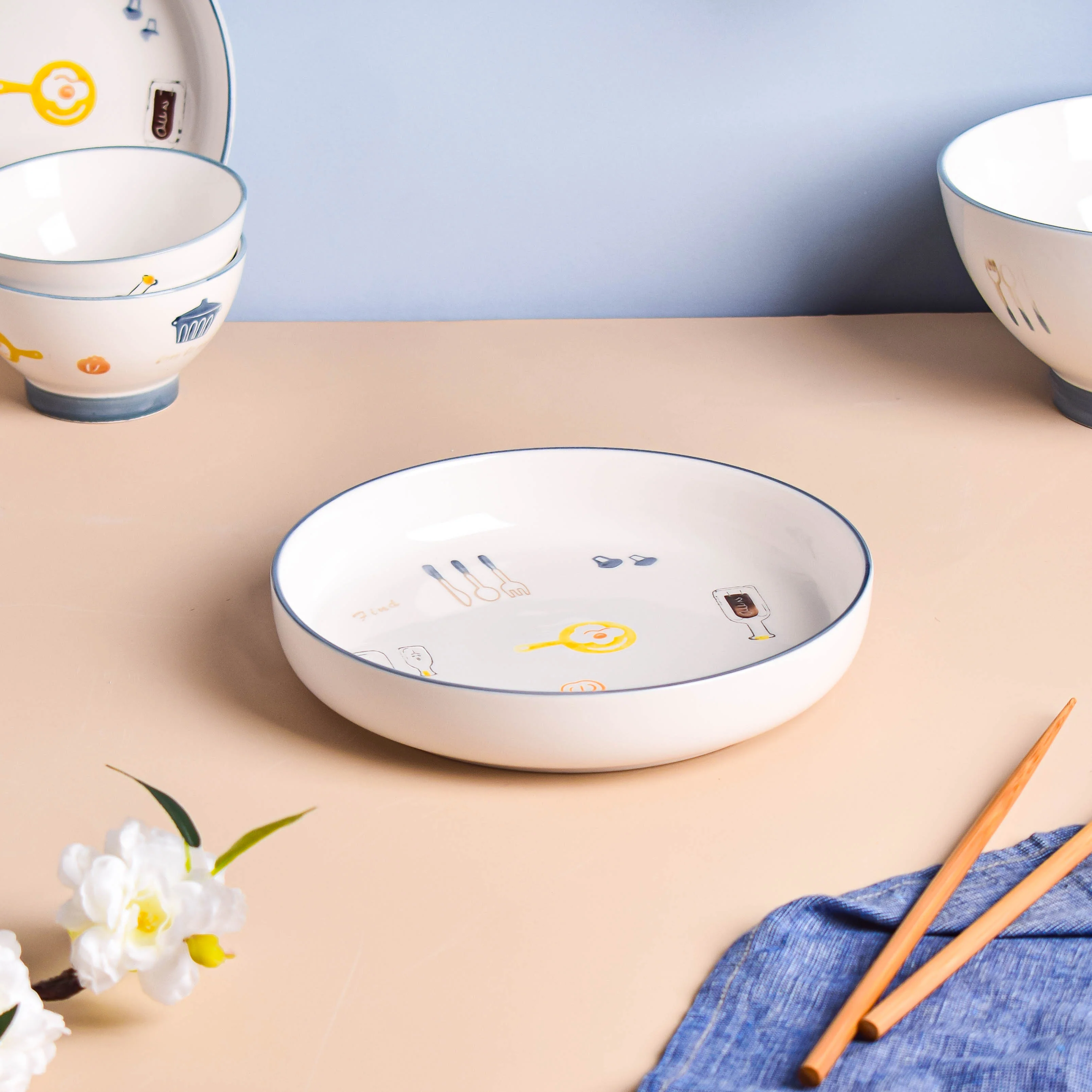 Patterned Soup Bowl Set For 4 - Image 15