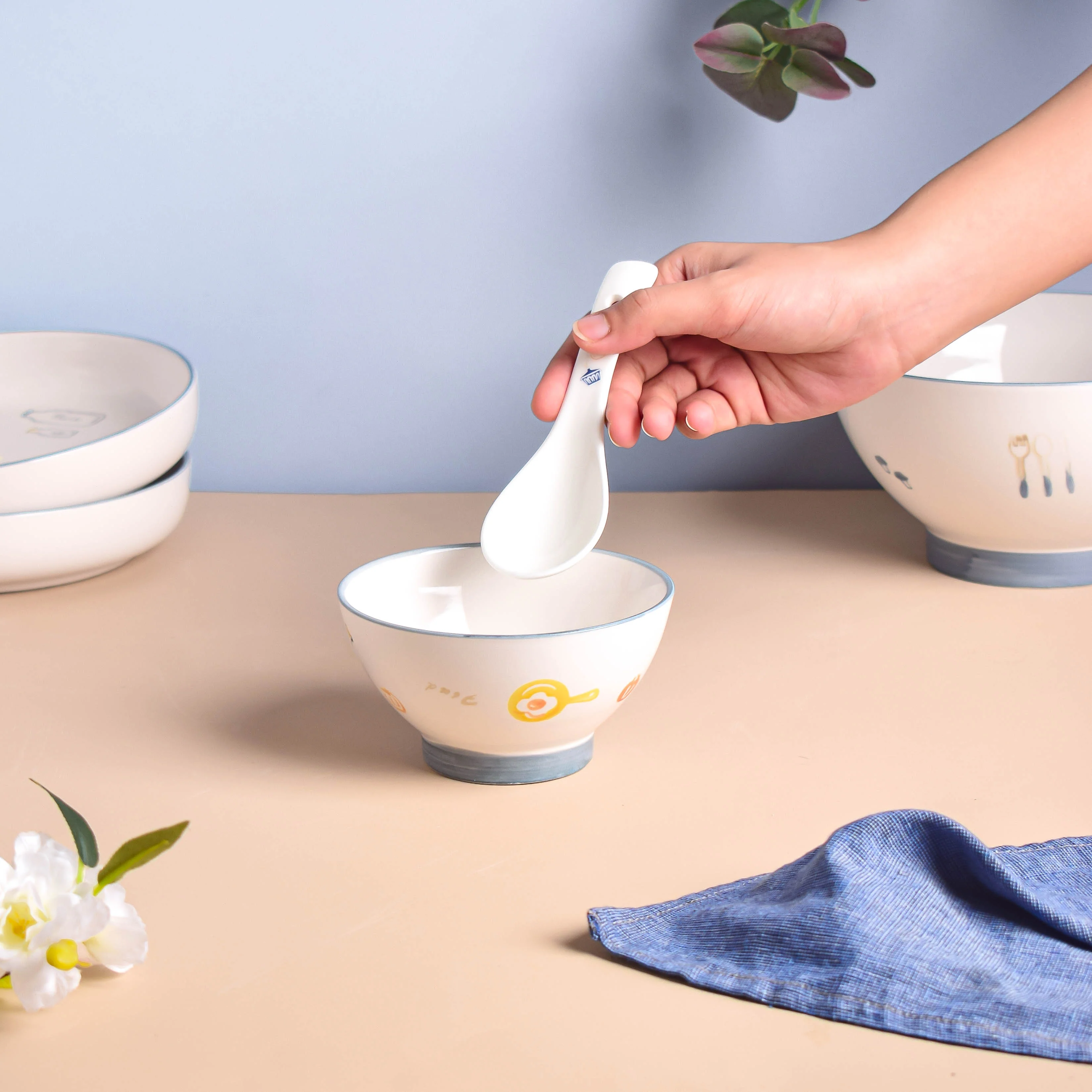 Patterned Soup Bowl Set For 4 - Image 2