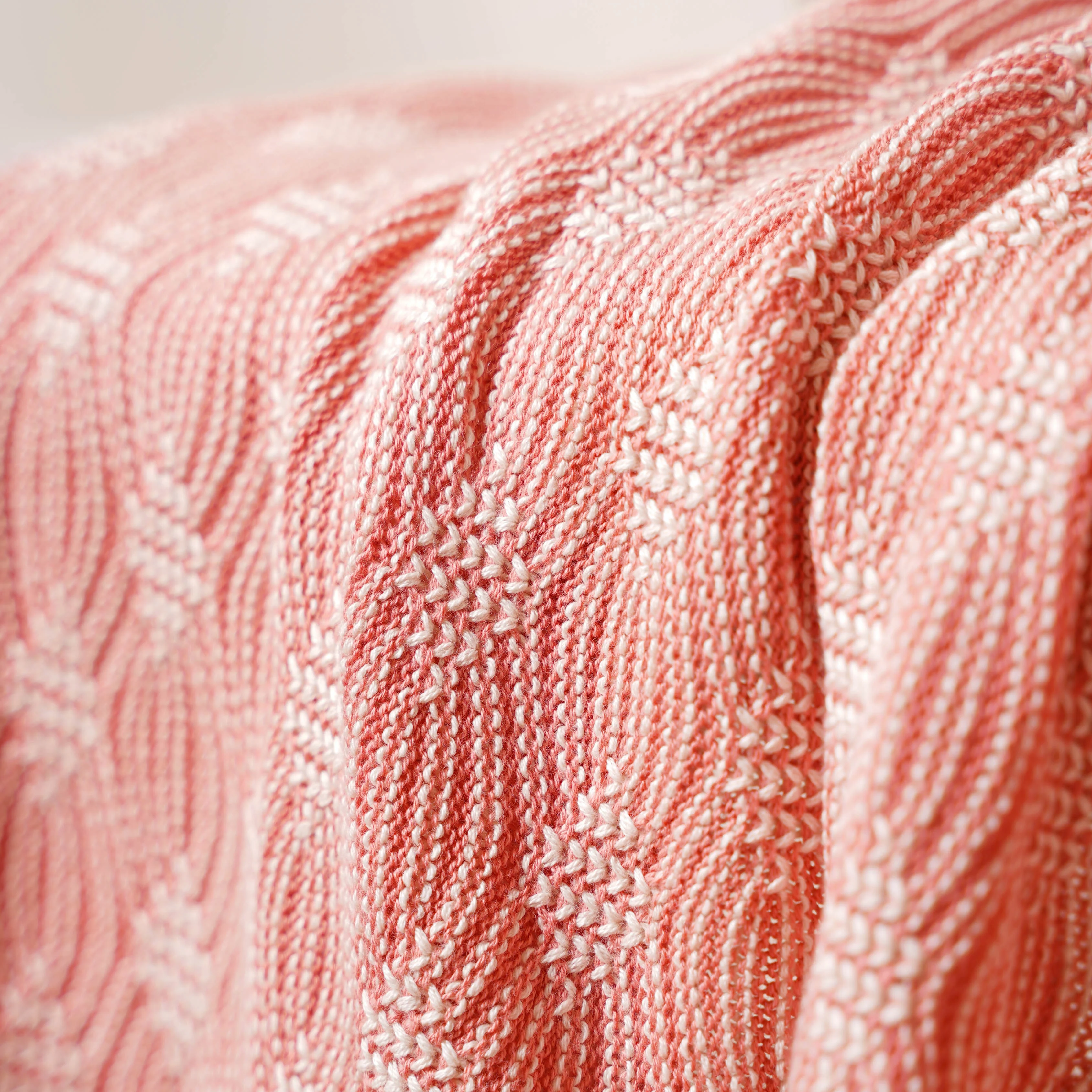 Peach and Off White Textured Throw - Image 3