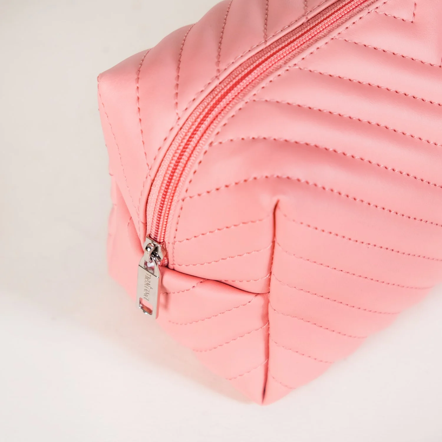Peach Pink Vegan Leather Makeup Pouch Set Of 2 - Image 9