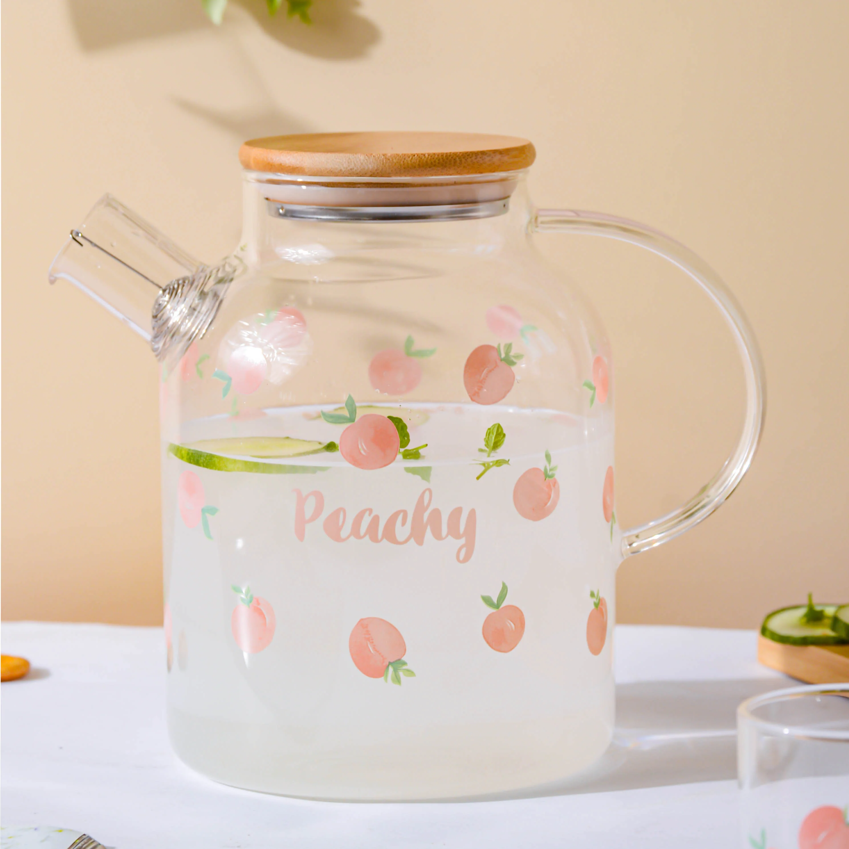 Peach Glass Teapot Large Pink - Image 3