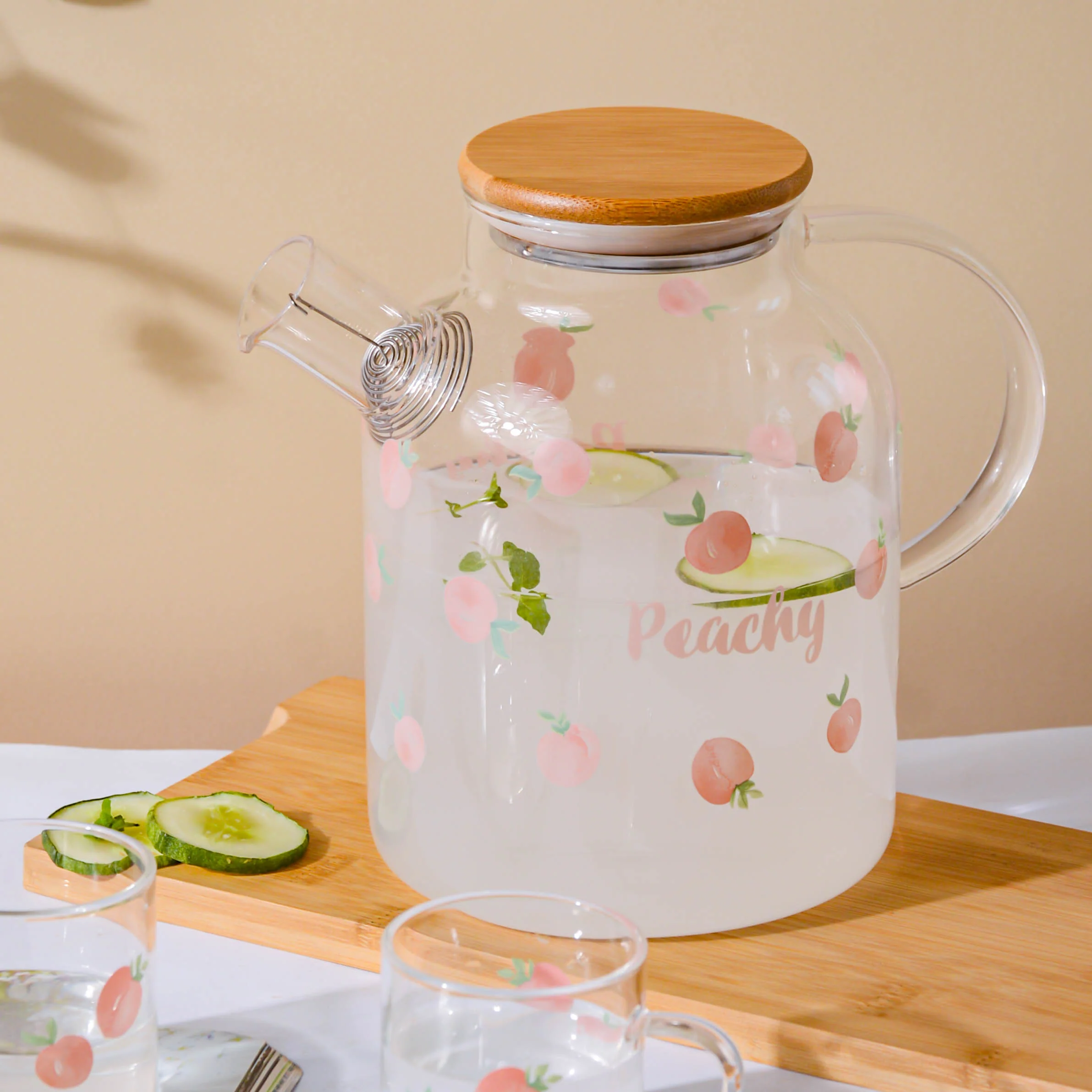 Peach Glass Teapot Large Pink - Image 6