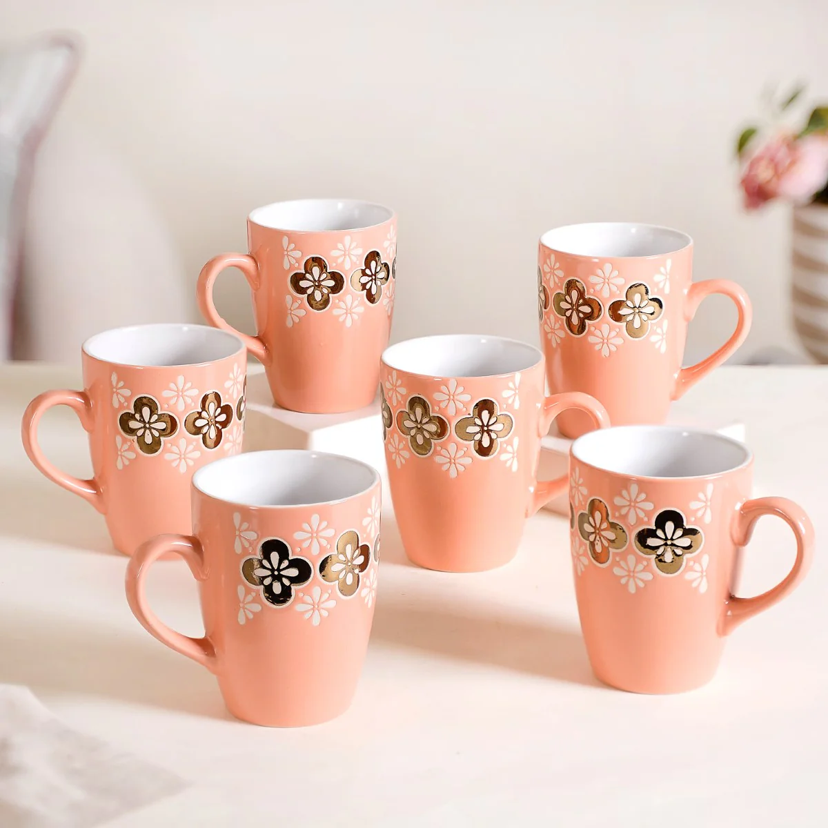 Peach Perfect Coffee Mug Set Of 6 350ml