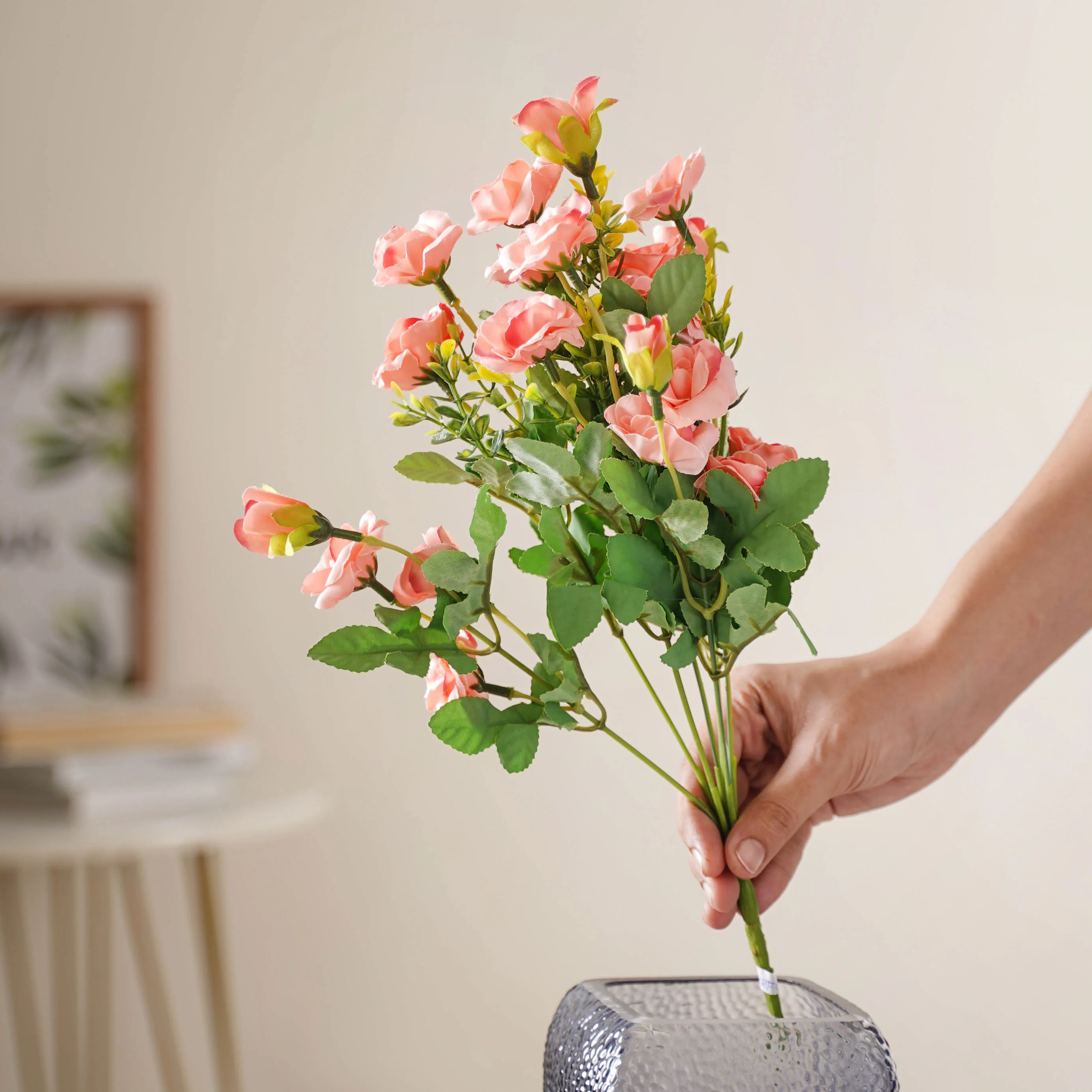 Peach-pink Artificial Roses - Image 2