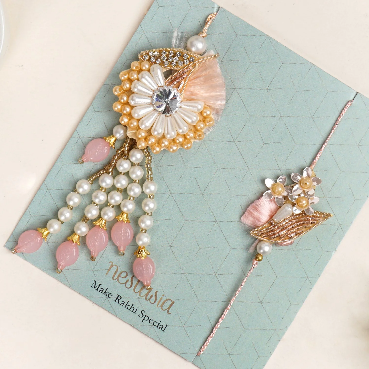 Peach Royale Rakhi Lumba Set - Image 4