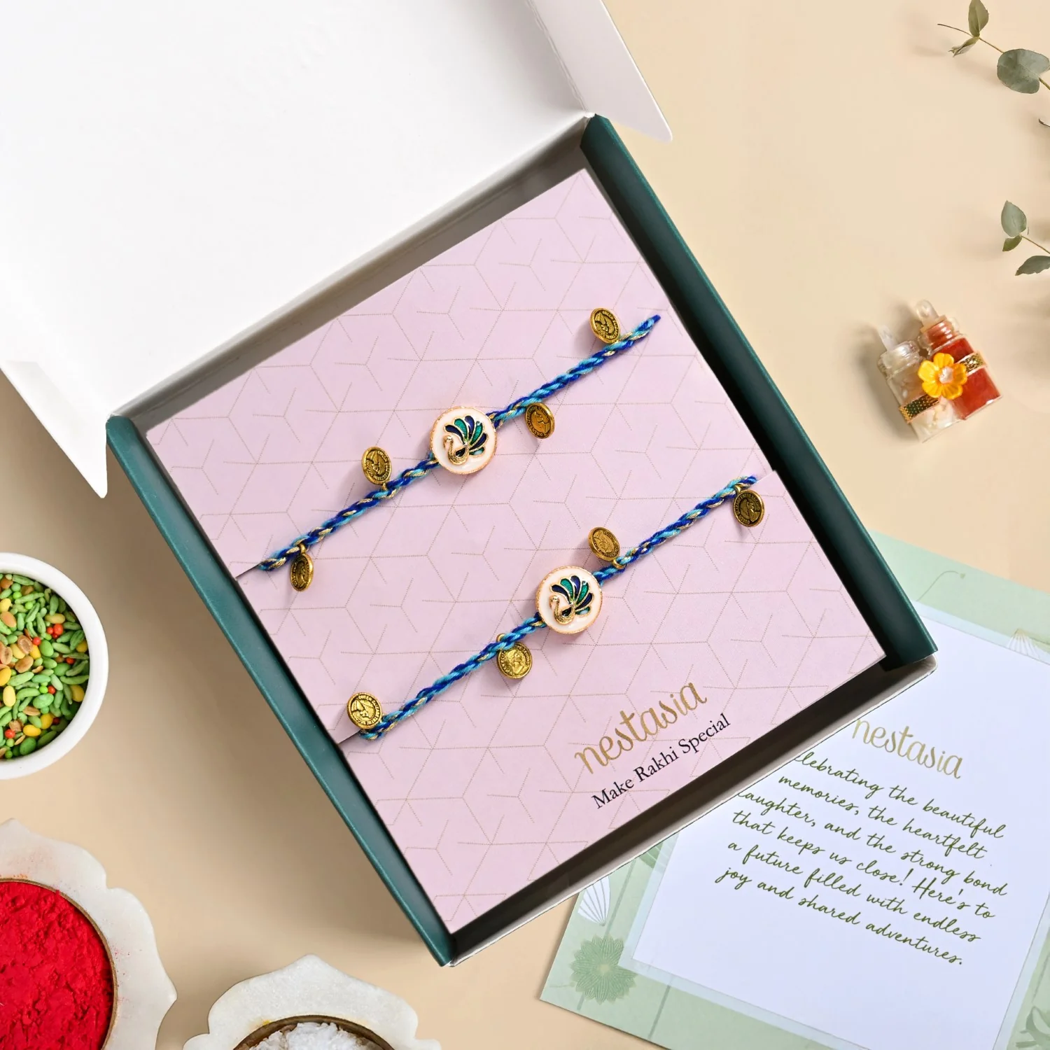 Peacock Rakhi Gift Set - Image 5