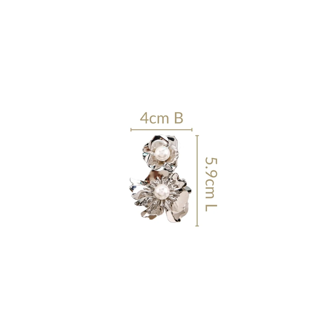 Pearl Blossom Earrings Silver - Image 3