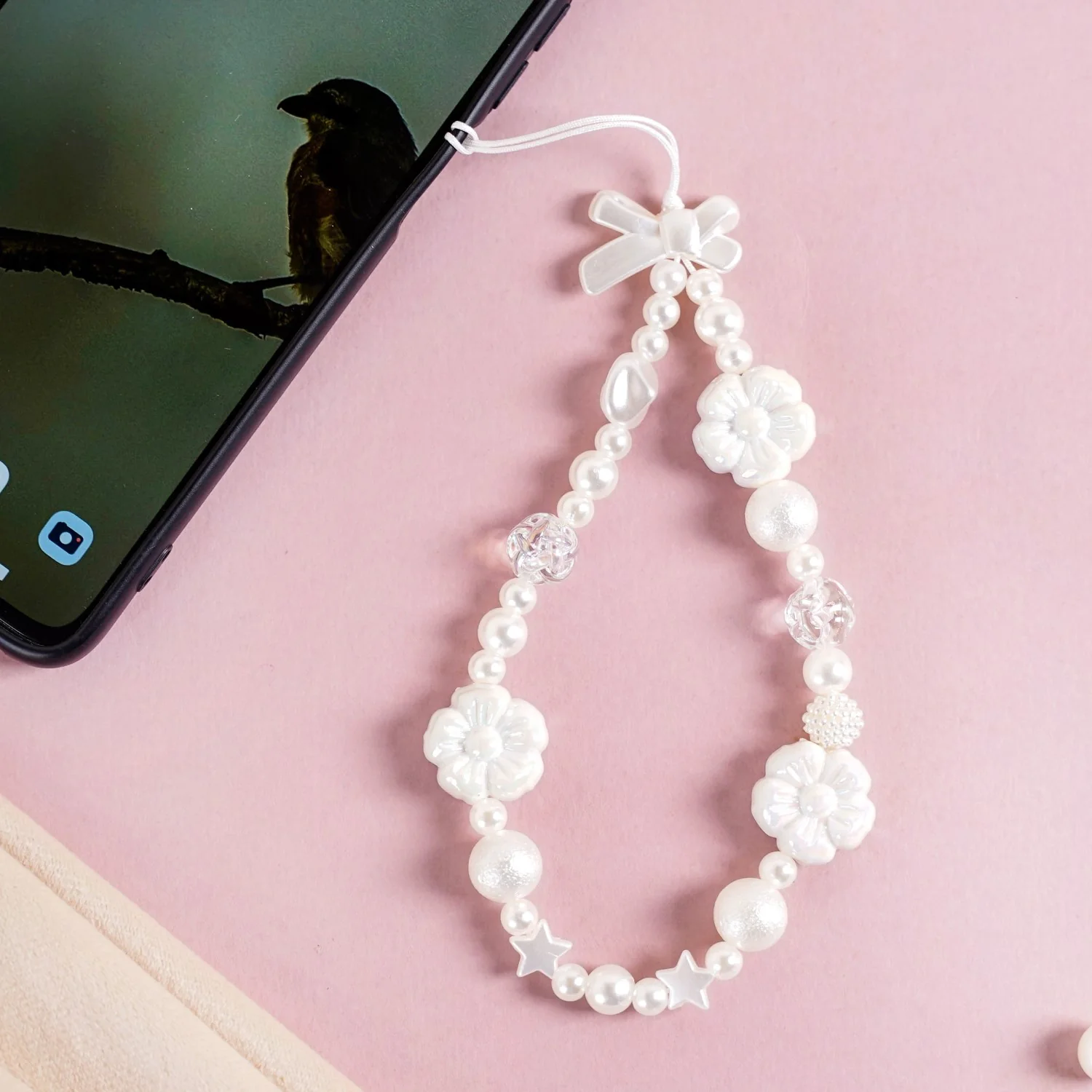 Pearly White Blossoms Phone Lanyard - Image 3