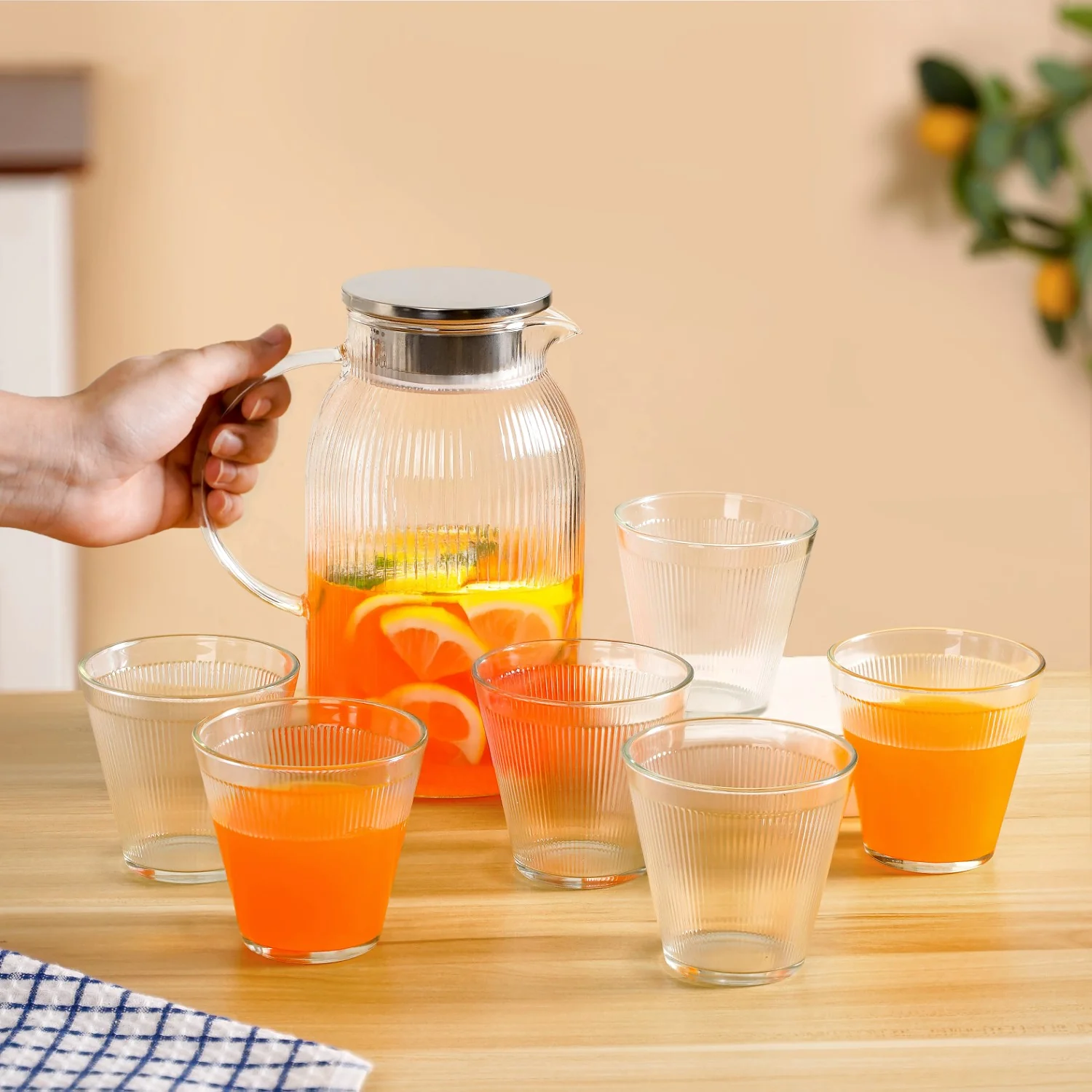 Glass Jug And Tumbler Set Of 7 - Image 2