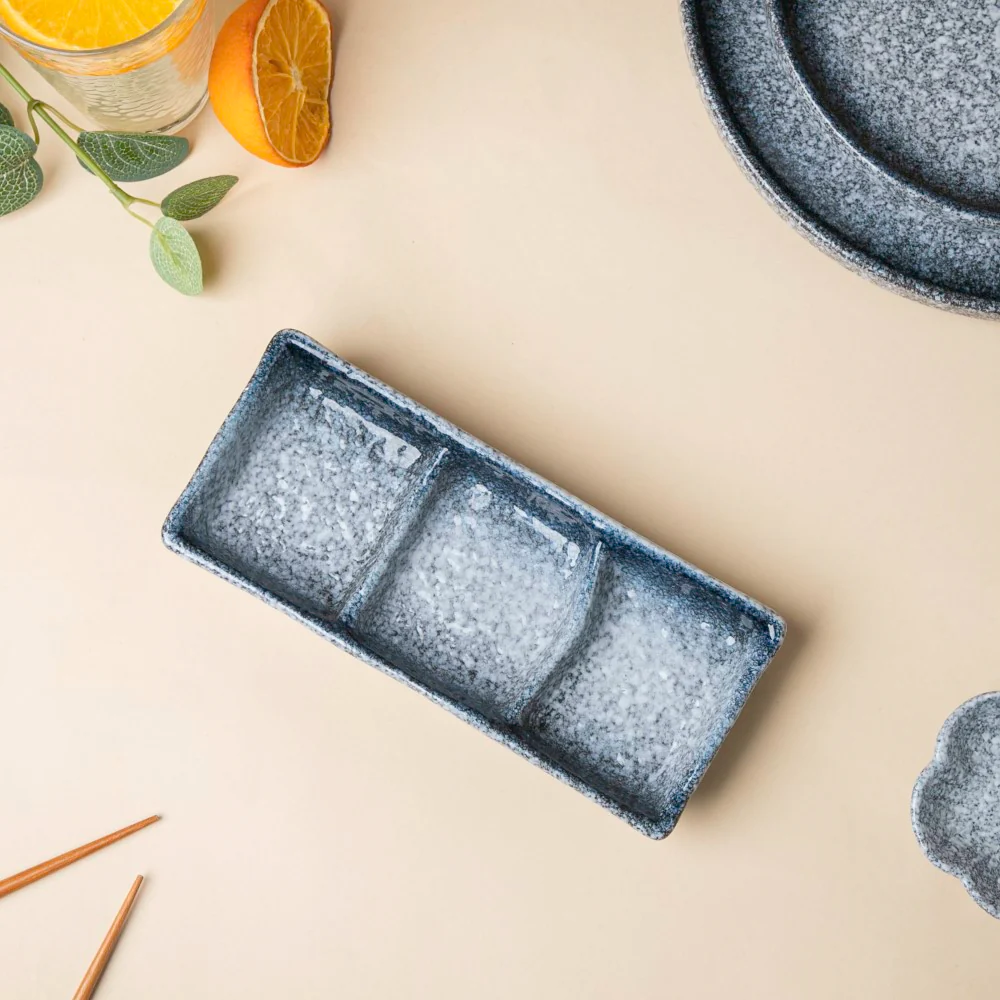 Pebble Glazed 3 Section Dip Plate - Image 4