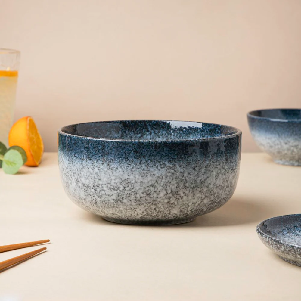 Pebble Glazed Curry Bowl Blue Grey 500 ml - Image 4