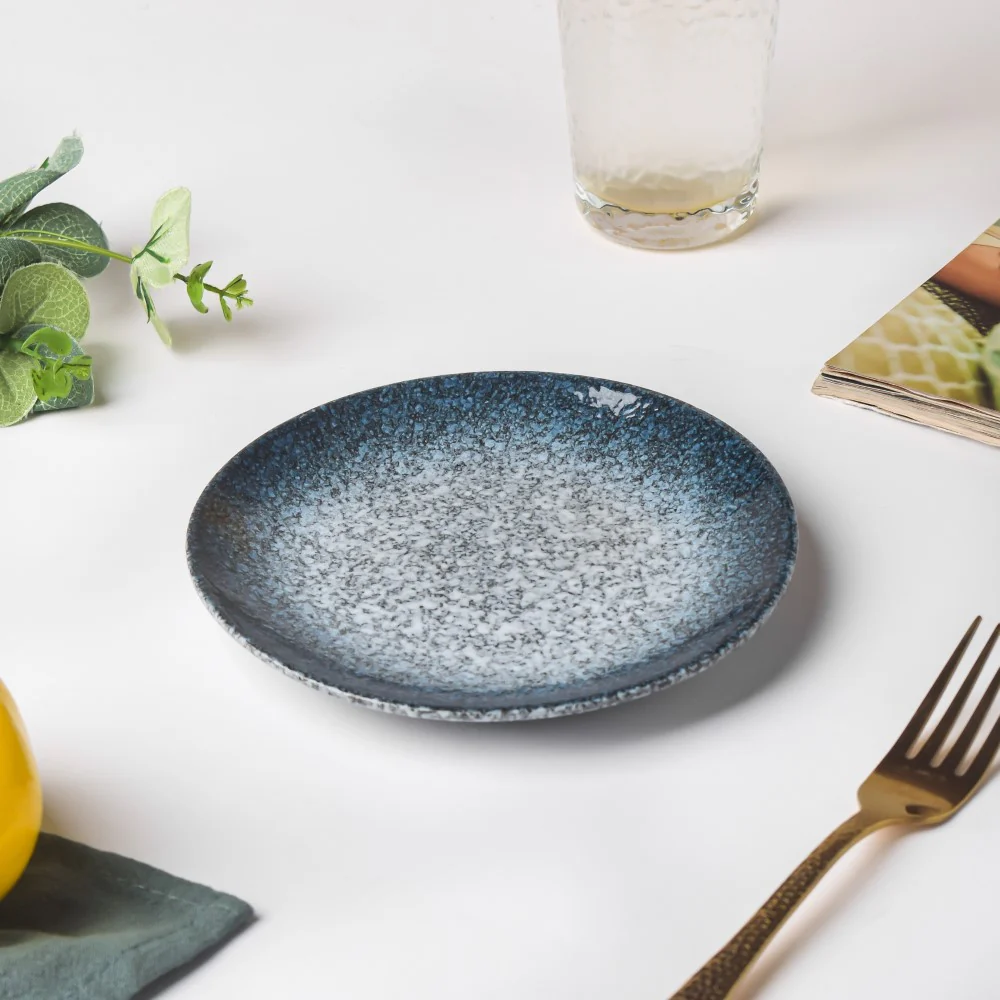 Pebble Glazed Dessert Plate Blue Grey 6 Inch - Image 3