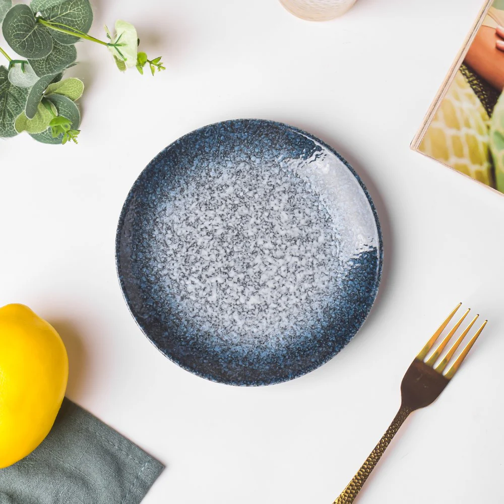 Pebble Glazed Dessert Plate Blue Grey 6 Inch - Image 6