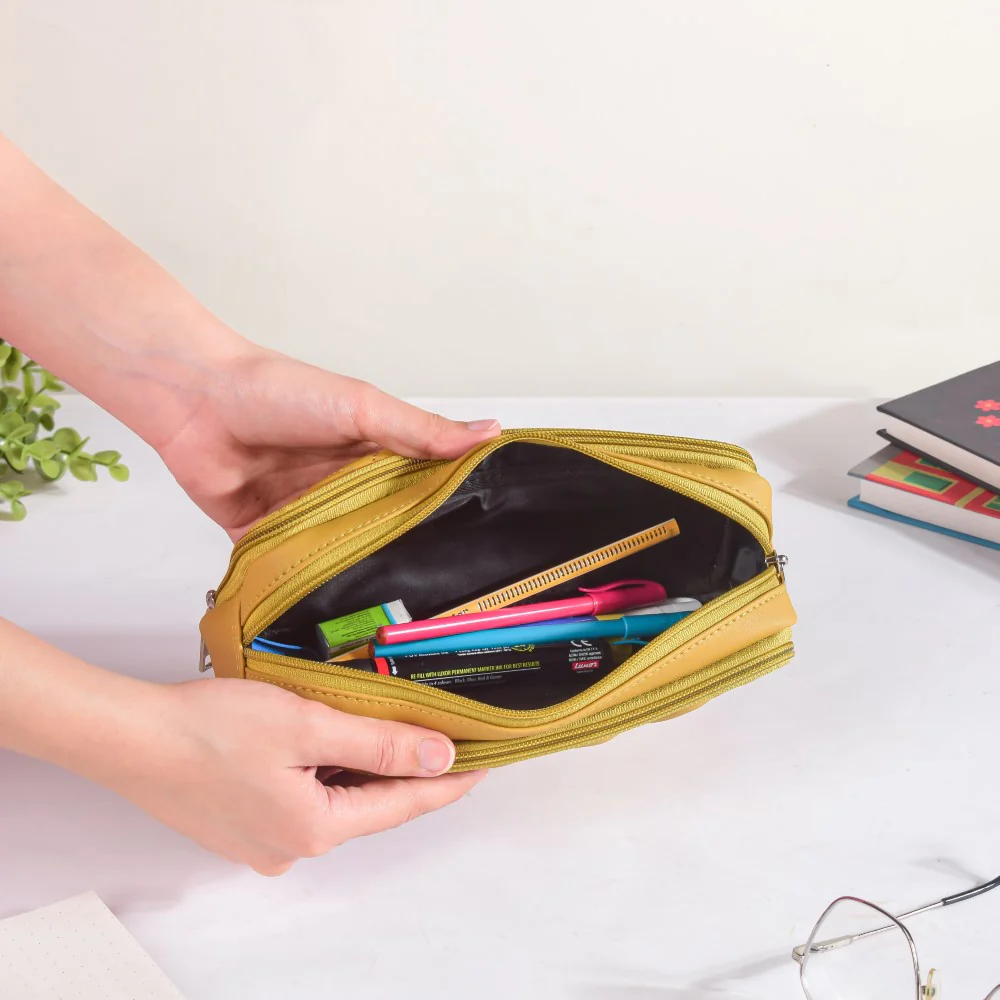 Pencil Pouch Case Yellow - Image 2