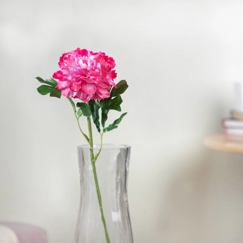 Peony Artificial Flower Maroon Set Of 5 - Image 5