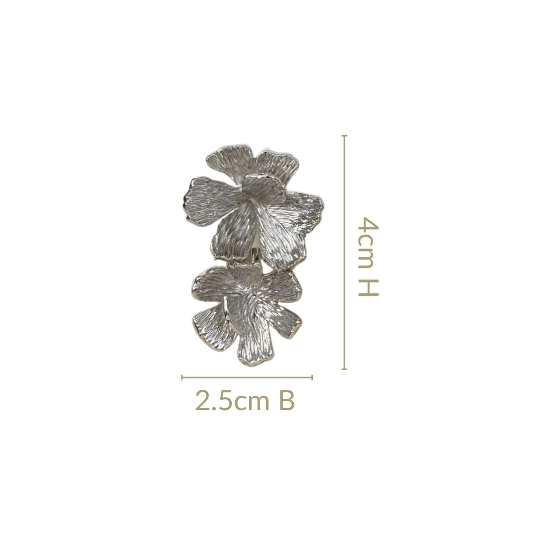 Peony Bloom Silver Drop Earrings - Image 3