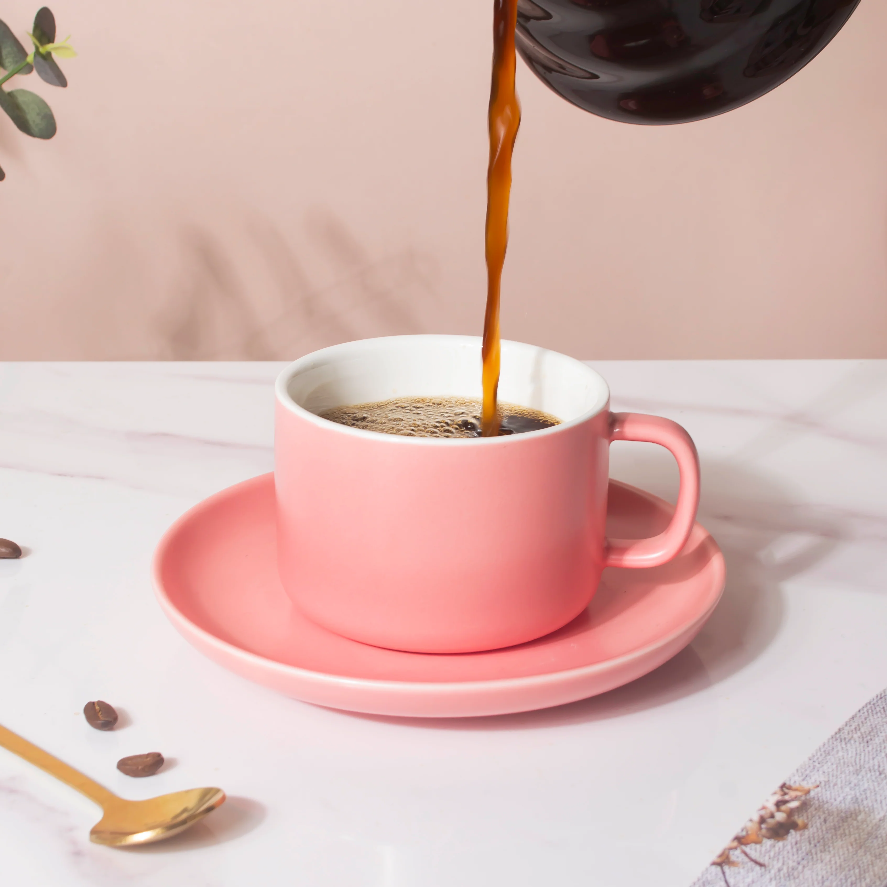 Peony Pink Teacup And Saucer - Image 2